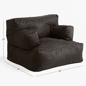 Textured Faux-Suede Charcoal Eco Lounger