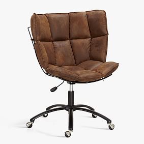 Textured Faux Suede Tobacco Glove Swivel Desk Chair