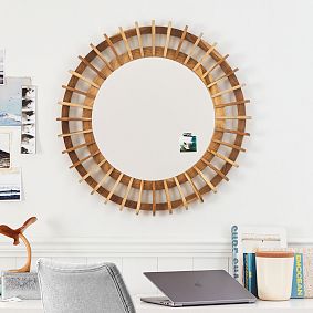 Blaine Wooden Slat Framed Mirror (30&quot;)
