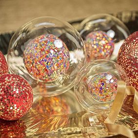 Double Glass Sequin Ball Ornament Set