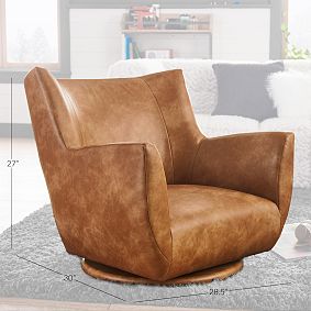 Faux Leather Caramel Lennon Low Swivel Chair