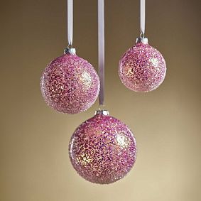 Pink Confetti Glass Ornament Set