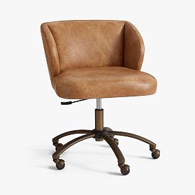 Open Box: Wingback Swivel Desk Chair - Faux Leather Caramel
