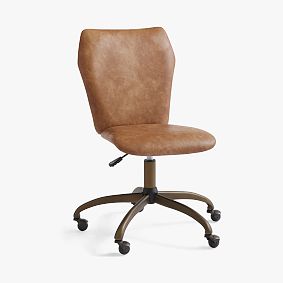 Open Box: Airgo Swivel Desk Chair - Faux Leather Caramel, Antique Bronze Base