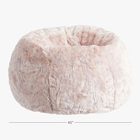 Large Blush Leopard Faux Fur Bean Bag Chair