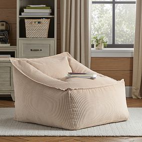 Large Corduroy Latte Modern Bean Bag Lounger