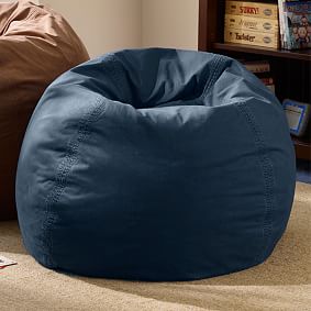 Large Twill Washed Navy Bean Bag Chair