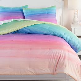 Couette Pottery Barn Teen Rayures Fleuries - Taille F/Q+ - Violet Simulé - Neuve Avec étiquettes