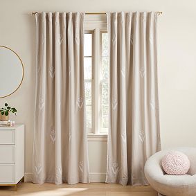 Embroidered Floral Blackout Curtain