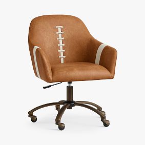 Open Box: Football Sports Club Desk Chair - Faux Leather Caramel, Bronze Base