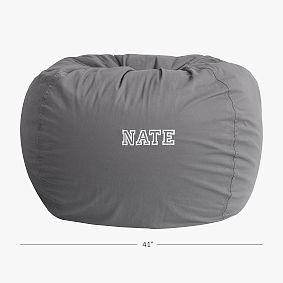 Large Charcoal Washed Twill Bean Bag Chair