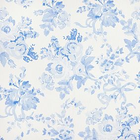LoveShackFancy Damask Blue Floral Wallpaper Samples