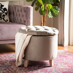 Round Tufted Storage Ottoman