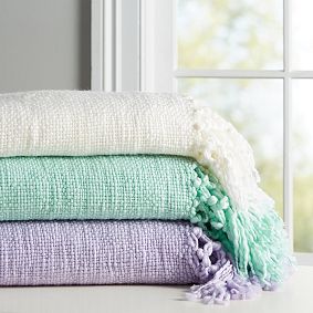 Woven Macrame Trim Throw