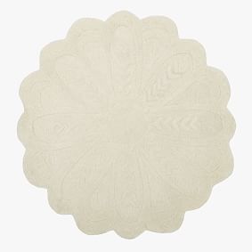 Shaped Recycled Wool Floral Rug