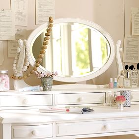 Lilac Mirror Vanity Desk Hutch