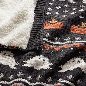 Gus the Ghost Knit Jacquard Sherpa Throw