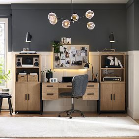 Kearny Smart Storage Desk &amp; Cubby and Cabinet Bookcase Set (106")