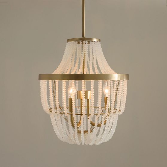Pottery Barn ガラス/天井照明　① Frosted Glass Chandelier (16