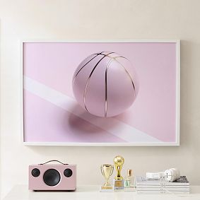 Pink Basketball Framed Wall Art