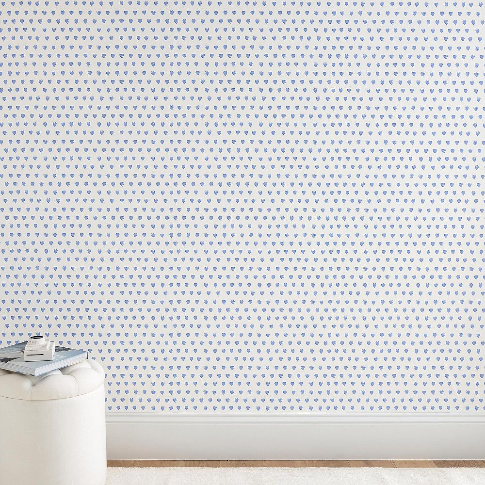 Roller Rabbit Blue Hearts Wallpaper Samples | Pottery Barn Teen