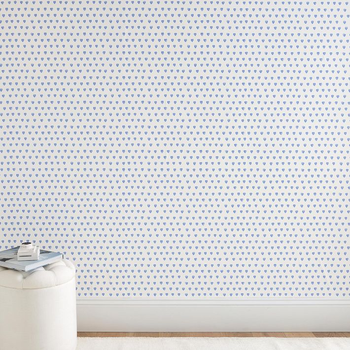 Roller Rabbit Blue Hearts Wallpaper Samples | Pottery Barn Teen