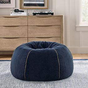 Large Camden Faux Fur Navy Bean Bag Chair Slipcover Only