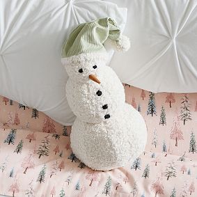 Teddy Fur Snowman Pillow