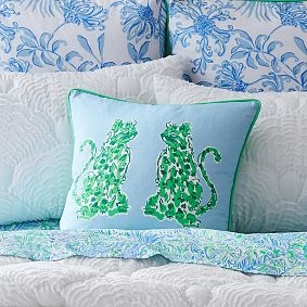 Lilly Pulitzer Cats Motif Reversible Pillow Cover