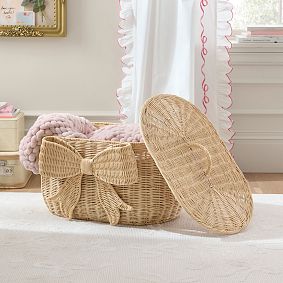 LoveShackFancy Woven Bow Lidded Trunk (23"x15")