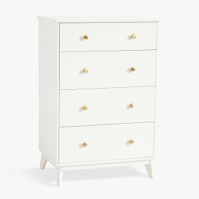 Open Box: Keaton Chest of Drawers, 4-Drawer (31.5"W x 21"D) - Simply White, Gold