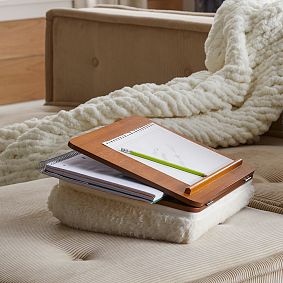 Adjustable Cozy Sherpa Lapdesk with Storage-Ivory