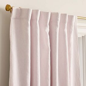 Belgian Linen Ruffle Pinstripe Blackout Curtain
