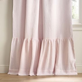Belgian Linen Ruffle Pinstripe Blackout Curtain