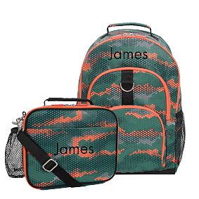 Gear-Up Hexagon Camo Reflective Backpack &amp; Cold Pack Lunch Bundle