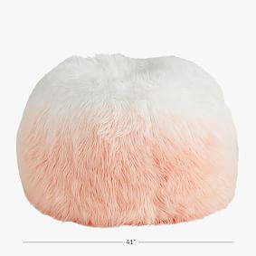 Large Himalayan Faux Fur Blush Ombre Bean Bag Chair