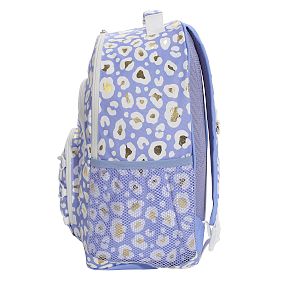 Lavender Metallic Leopard Backpack and Solid White Slim Water Bottle Bundle