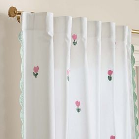 Embroidered Tulip Light-Filtering Curtain