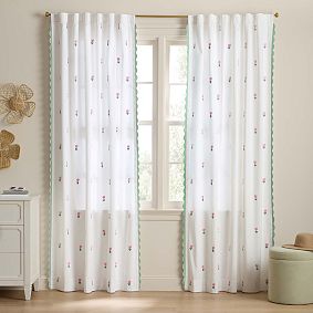 Embroidered Tulip Light-Filtering Curtain