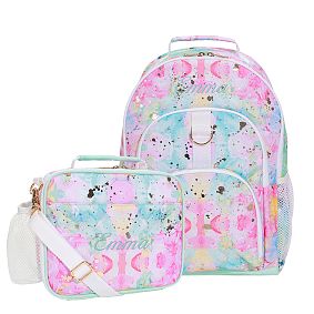 Gear-Up Dreamscape Gold Metallic Backpack &amp; Cold Pack Lunch Bundle