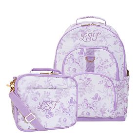 Gear-Up LoveShackFancy Lavender Damask Backpack &amp; Cold Pack Lunch Bundle