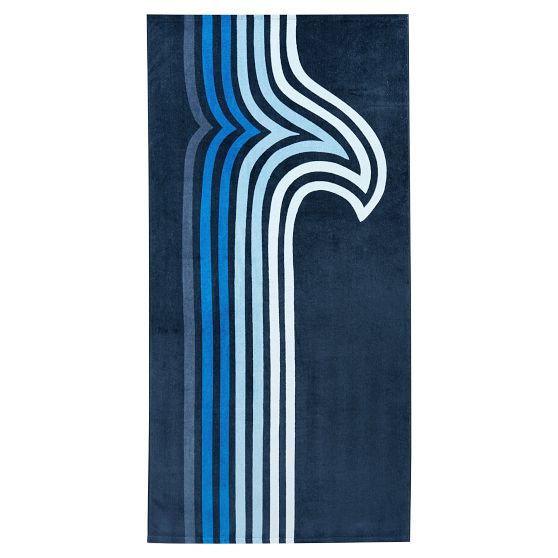 Navy Wave Stripe Beach Towel UPF 50+