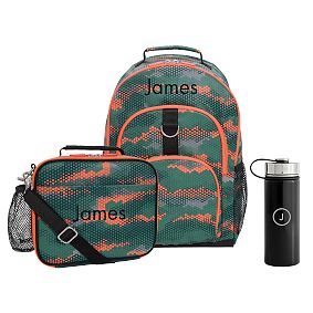 Gear-Up Hexagon Camo Reflective Backpack and Cold Pack Lunch Box Bundle, Set of 3