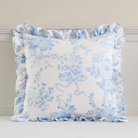 LoveShackFancy Damask Ruffle Euro Pillow Cover