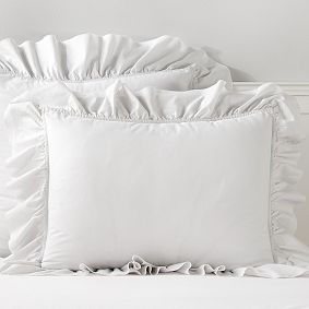 Washed Cotton Ruffle Faint Gray Organic Standard Sham