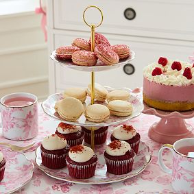 LoveShackFancy Porcelain Three-Tier Plate Stand