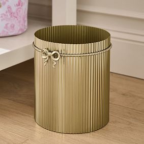 LoveShackFancy Gold Bow Trash Can