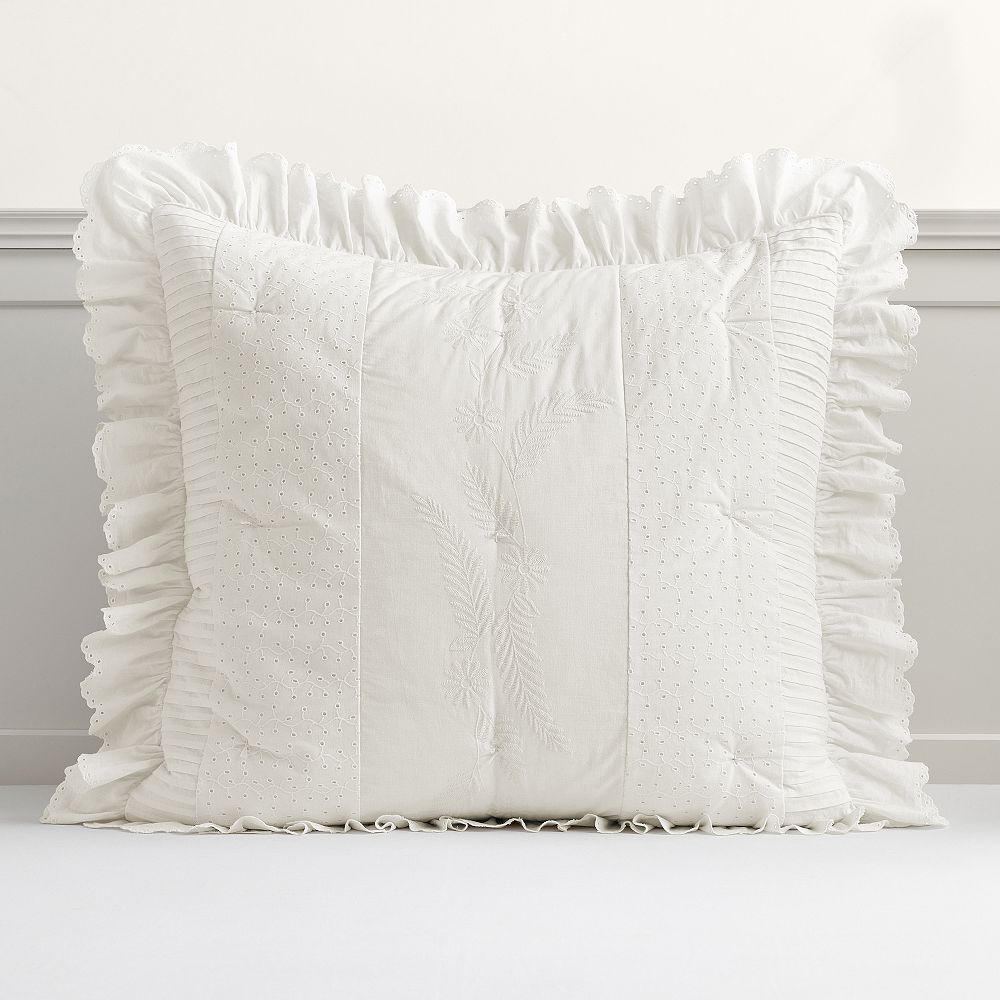 LoveShackFancy Eyelet Euro Pillow Cover - Euro Sham, Ivory