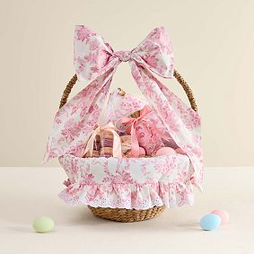 Open Box: LoveShackFancy Damask Easter Basket Liner & Bow - Pink