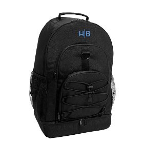 Black Solid Backpack and Cold Pack Lunch Bundle